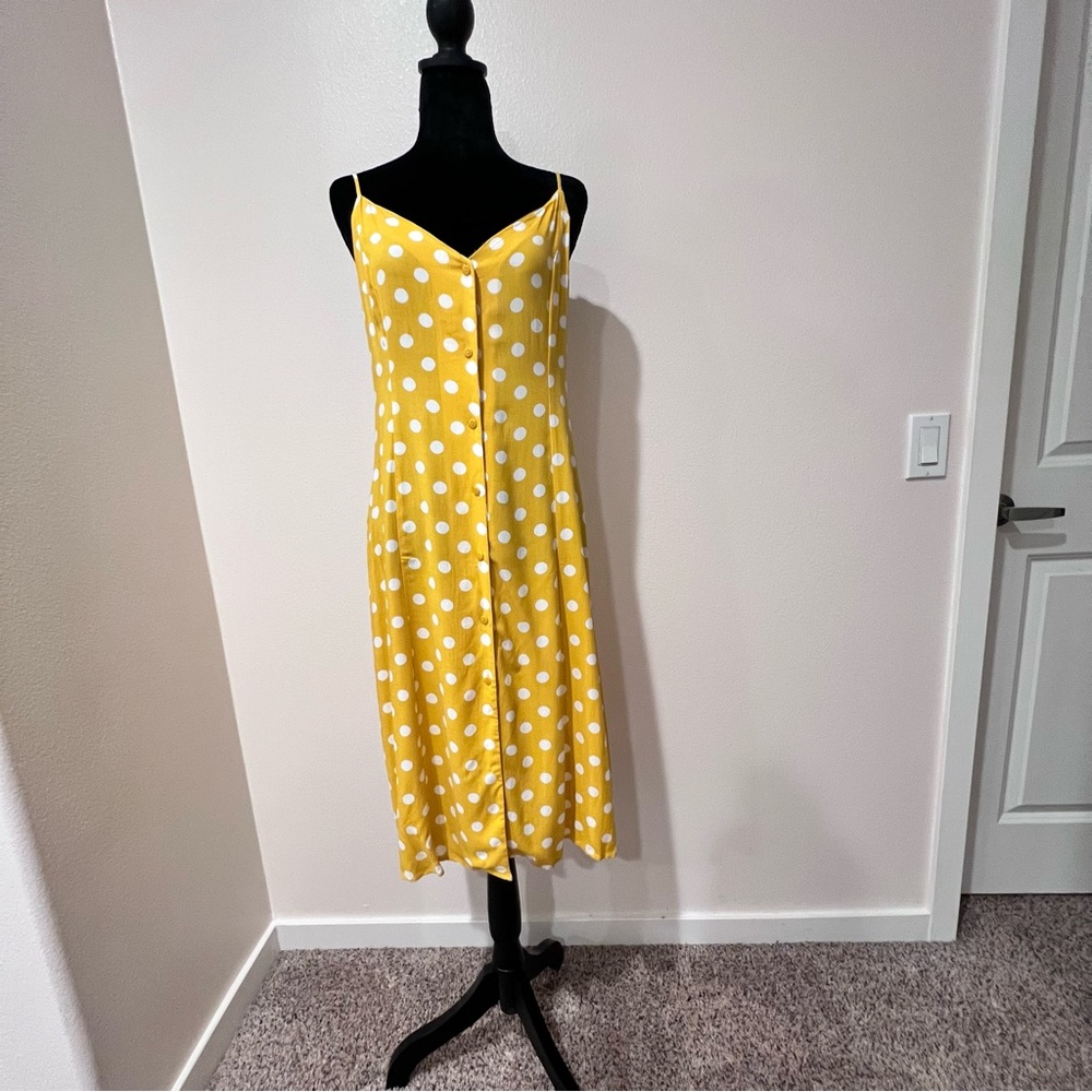 Forever 21 Sunny Yellow Polka Dot Midi Dress